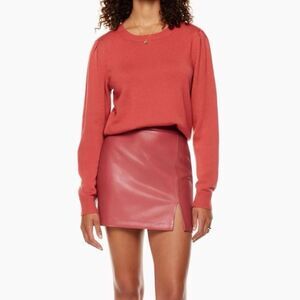 Wilfred • Aritzia Patio rosy red faux leather mini skirt